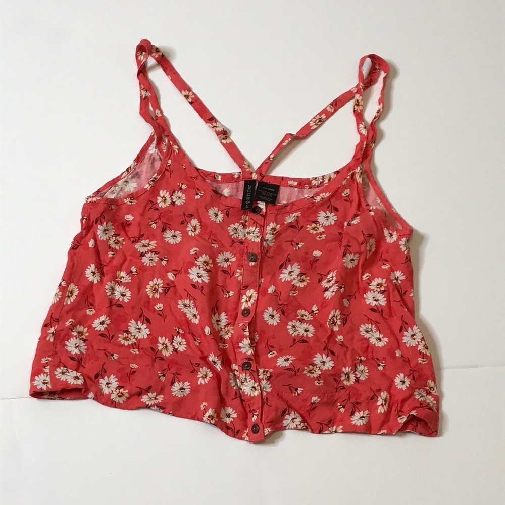 Full Tilt Button Down Strappy Crop Top